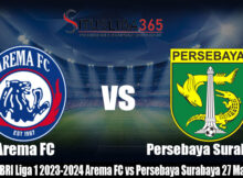 Prediksi BRI Liga 1 2023-2024 Arema FC vs Persebaya Surabaya